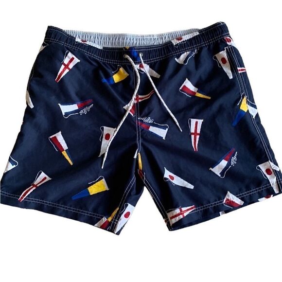 Tommy‎ Hilfiger vintage Swim Trunks Shorts Mesh Lined Retro Flag Logo Large - Picture 1 of 6